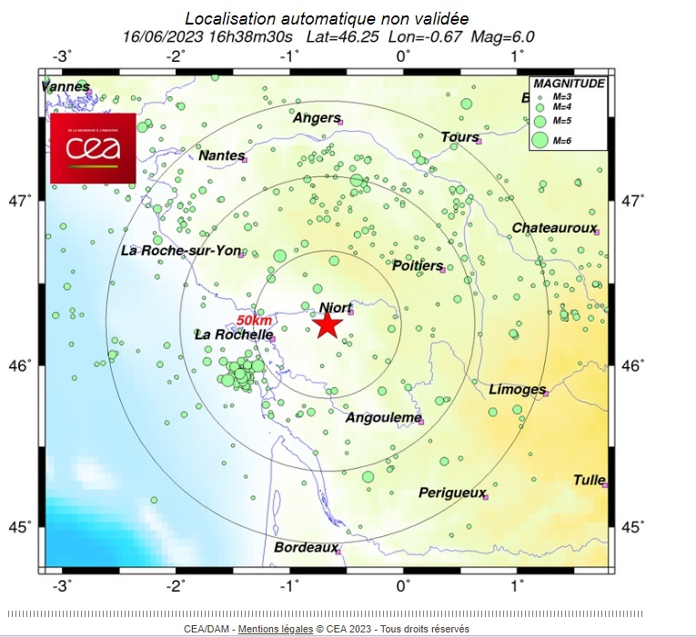 🚨 tremblement de terre de magnitude 5,8 frappe l'ouest de la france depuis niort! 😱 #terrible #france #tremblementdeterre 1