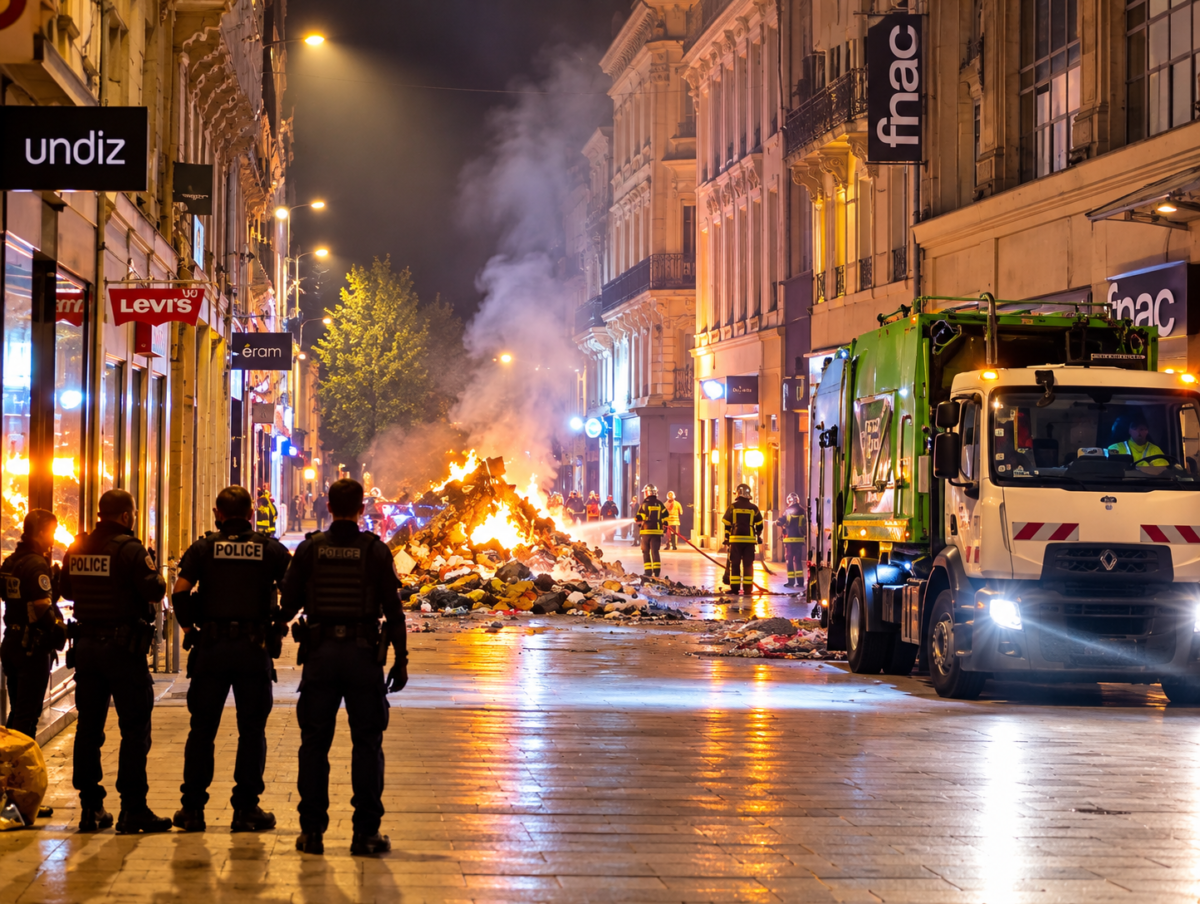 Une importante quantité de déchets a été retrouvée rue Lenepveu ce jeudi matin à Angers. Quelques heures plus tôt, un camion de collecte avait pris feu en plein centre-ville.