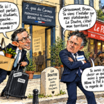ÉDITO – Bruno Retailleau débarque dans la Doutre à Angers : le voisinage avec Christophe Béchu promet quelques étincelles Dans La Doutre à Angers , Bruno Retailleau vient d’installer sa permanence présidentielle au 2, quai des Carmes, juste à côté du « Poil à Gratter ». De quoi inspirer une petite querelle de voisinage avec Christophe Béchu. -- Dessin de presse : Marant