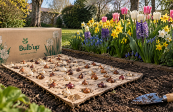 Présentée au Salon du Végétal à Angers, Bulb’up permet de créer un massif fleuri en quelques minutes grâce à une plaque biodégradable déjà garnie de bulbes.