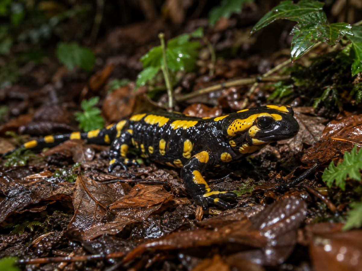 Pourquoi la salamandre tachetée sort-elle les nuits humides d’automne ? Habitat, menaces et deux sorties nature dans le Maine-et-Loire.