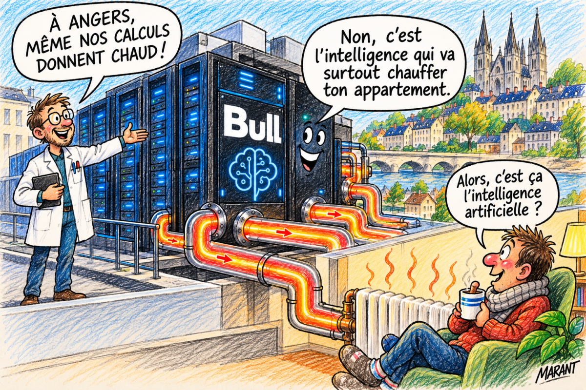 Bull inaugure son nouveau site à Angers. Avec ses supercalculateurs, l'entreprise prévoit aussi de valoriser la chaleur produite par ses machines pour chauffer des logements.