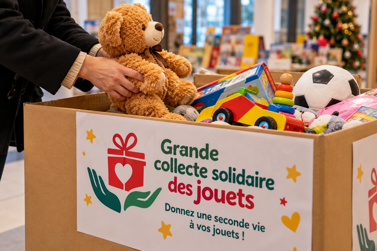 Crédit Angers Info / Illustration/ Du 1er au 30 novembre 2026, six points de collecte accueilleront les jouets en bon état à Angers. Les dons seront redistribués aux familles modestes.