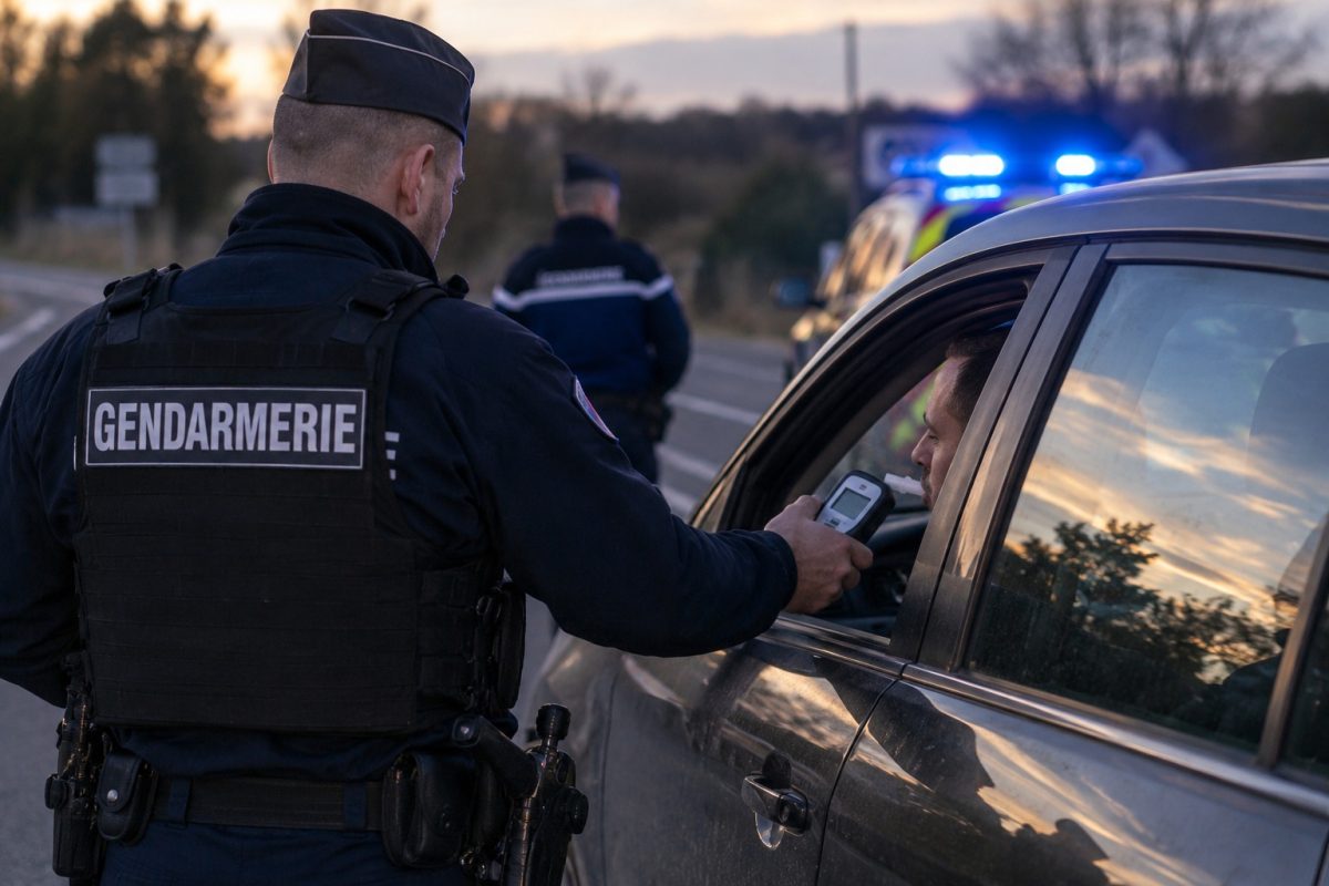 Contrôle d’alcoolémie par les gendarmes lors d’un contrôle routier. Photo d’illustration.